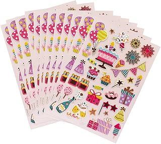 Set of 12 colorful birthday chipboard sticker sheets