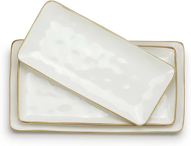 Rectangular Serving Platter, 15.67/14.1/12.6 Inch, White
