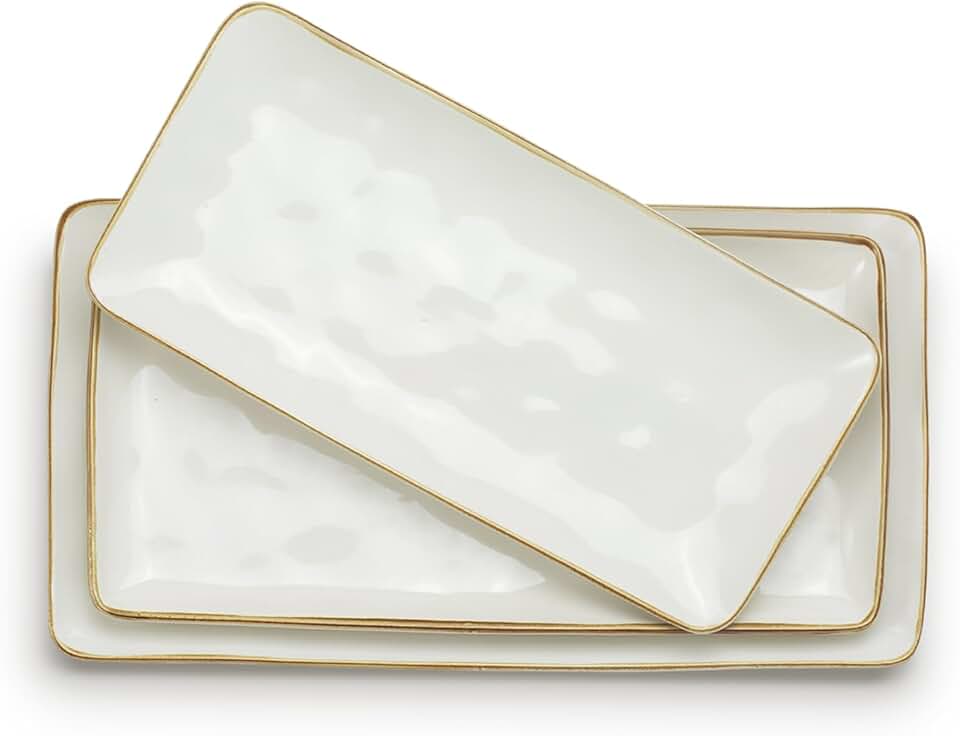 Rectangular Serving Platter, 15.67/14.1/12.6 Inch, White