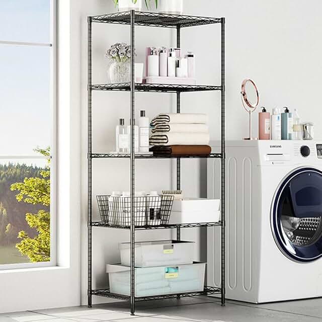 5-Tier Metal Storage Shelving Unit with Wheels