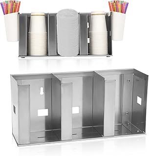 Adjustable Stainless Steel Cup and Lid Holder with 3 Compartments