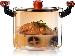 Large Heat-Resistant Borosilicate Glass Cooking Pot with Lid