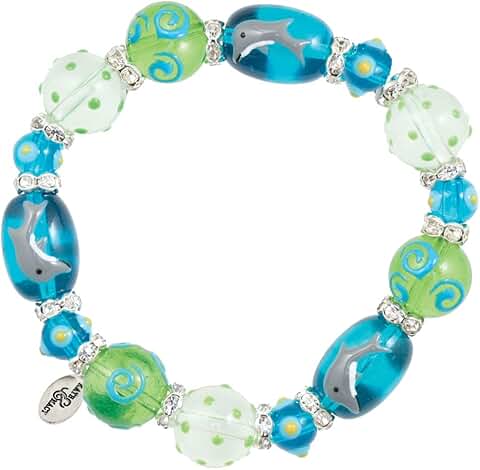 Dreamy Dolphins Ocean Beach Beaded Stretch Bracelet