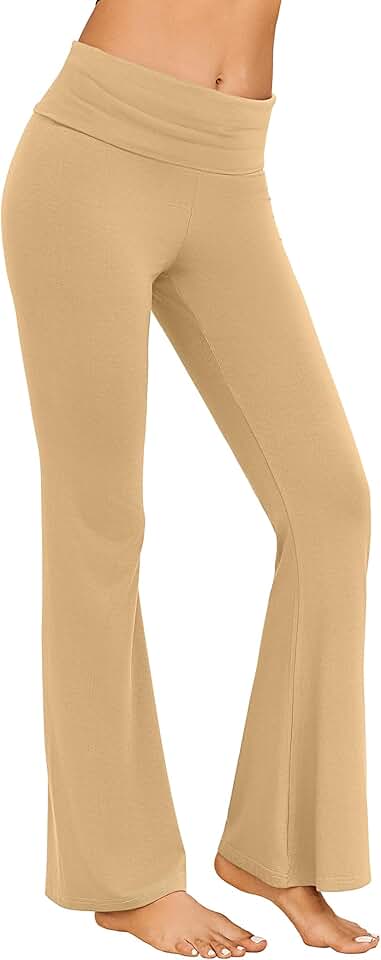 Fold Over Flare Yoga Pants for Women