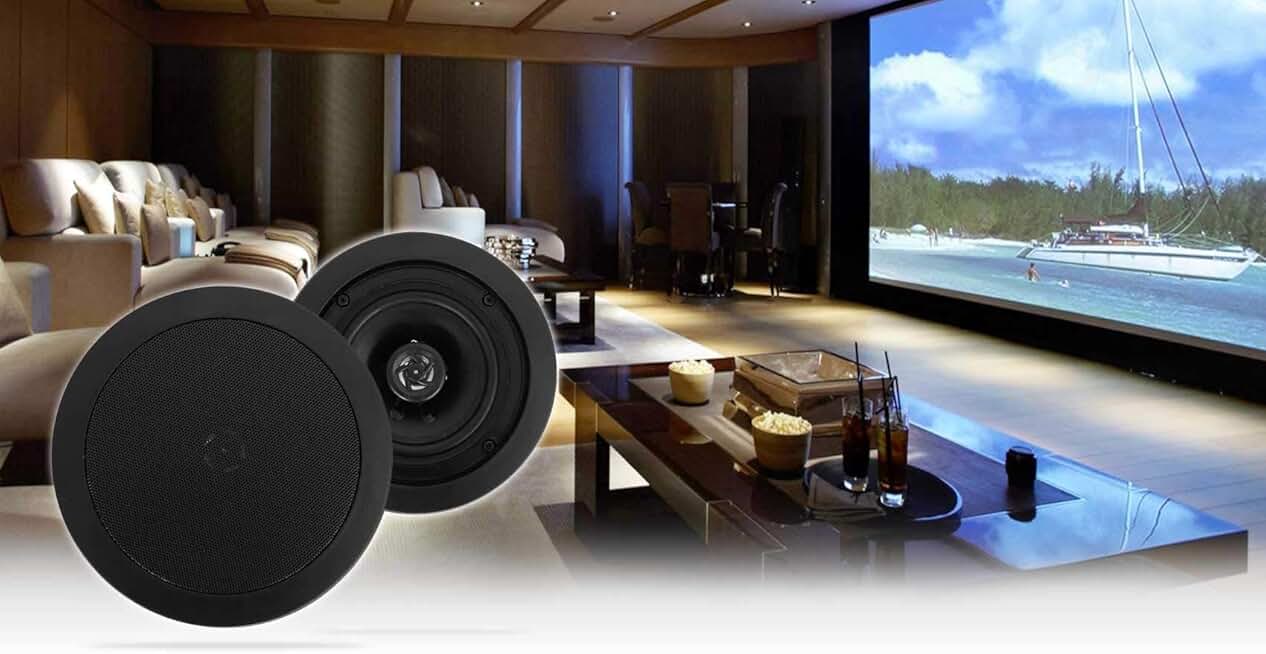 Pair of 5.25-inch in-ceiling speakers with 300W power