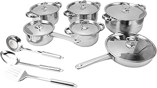 Stainless Steel Cookware Set with Pots, Pans, Lids, and Utensils