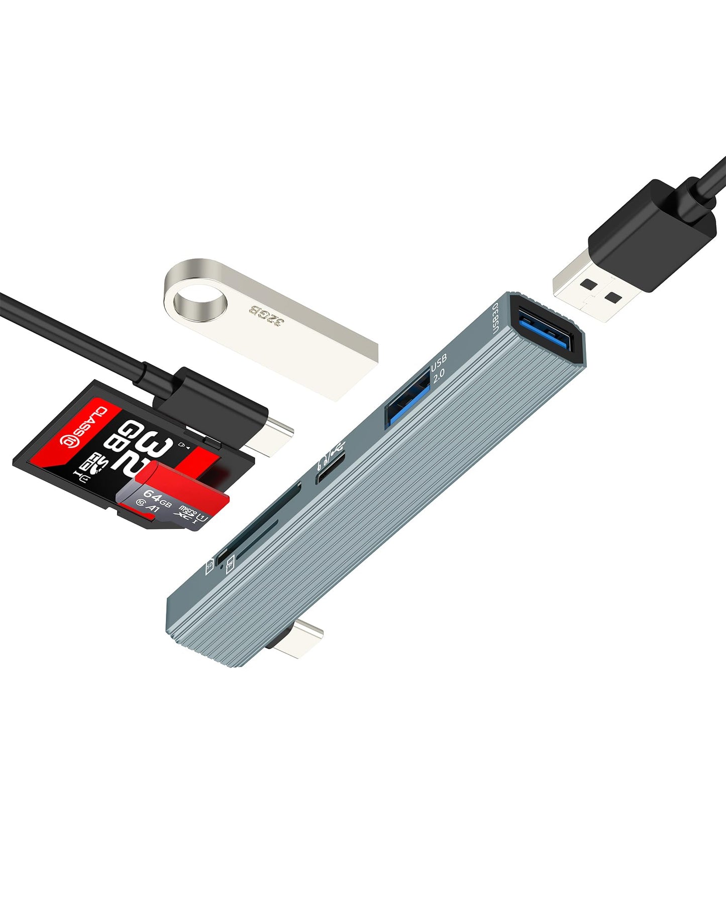 USB C Multiport Hub with SD Card Reader and Charger Port