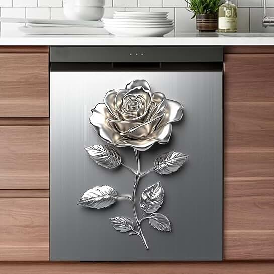 Stainless Steel Rose Pattern Refrigerator Magnet 23x26 inches