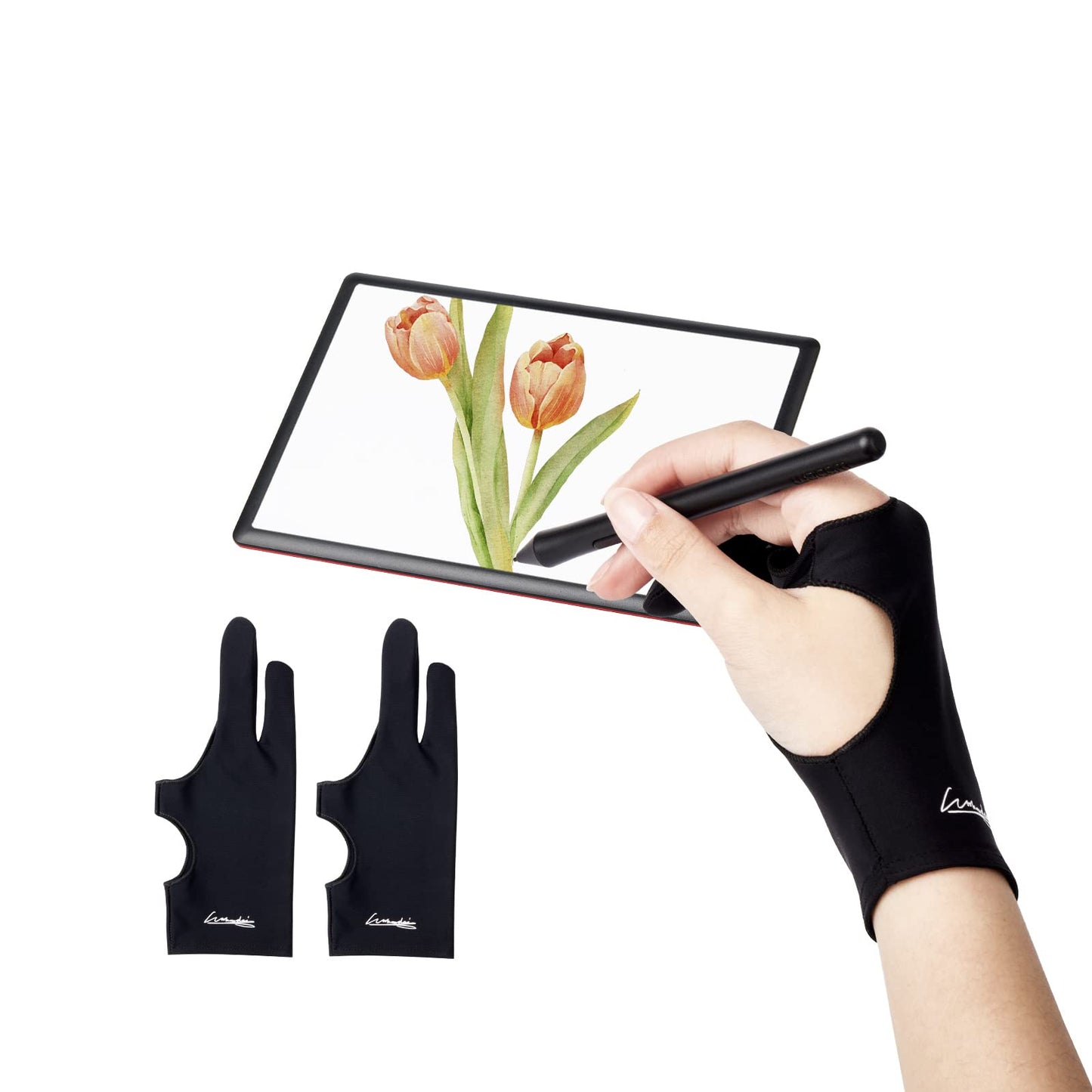 Two-Pack Digital Drawing Gloves for Tablet and Sketching