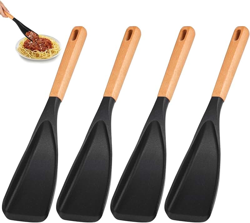 Set of 10 Wooden Cooking Utensils for Nonstick Pans