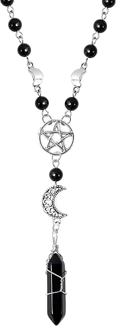 Gothic Crescent Moon Choker Necklace with Sun Pendant