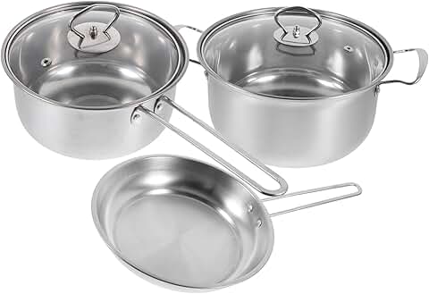 Stainless Steel Cookware Set with Lid and Frying Pan