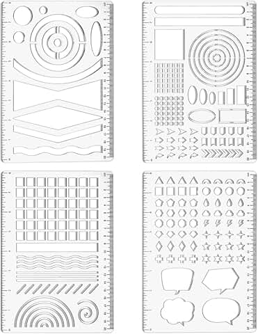 4-Style Bullet Journaling Stencils for Dotted Journals
