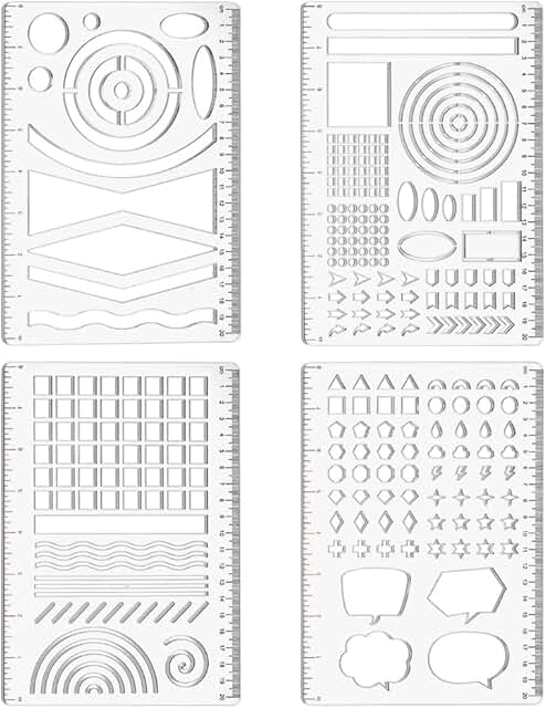 4-Style Bullet Journaling Stencils for Dotted Journals