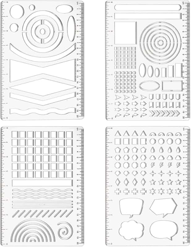 4-Style Bullet Journaling Stencils for Dotted Journals