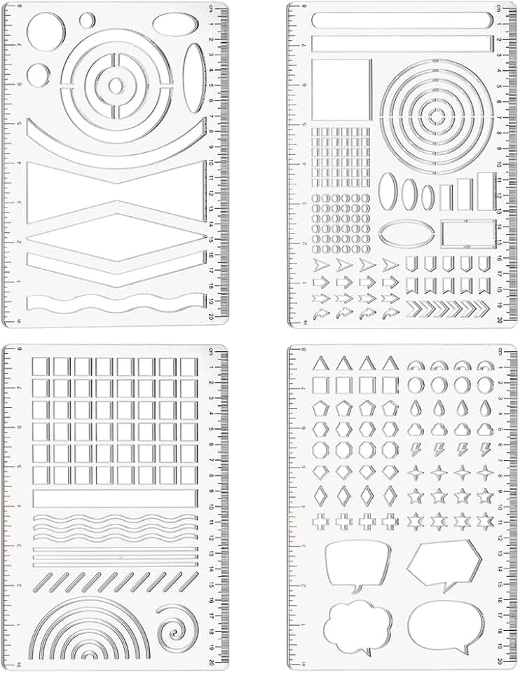 4-Style Bullet Journaling Stencils for Dotted Journals