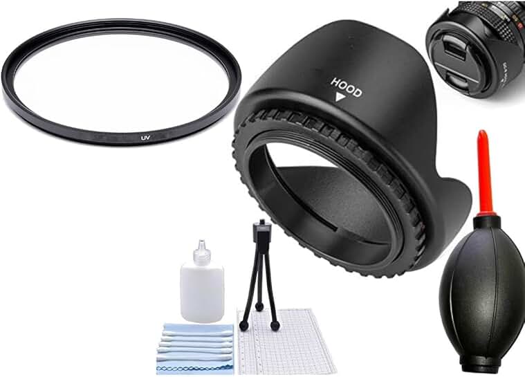 58mm UV Filter with Reversible Lens Hood for DSLR Cameras