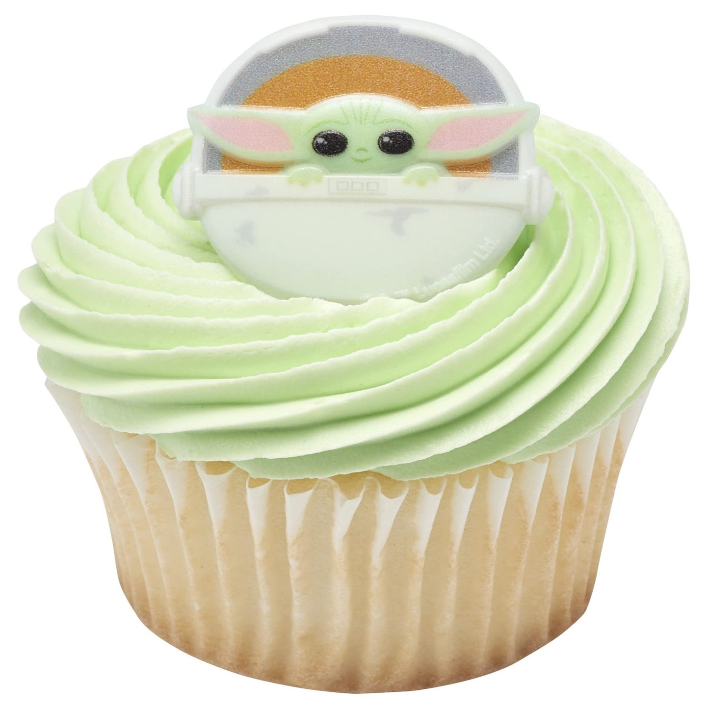 Galactic Baby Cupcake Rings - Set of 24 Edible Cake Toppers for Star Wars Fans - Food-Safe Decorations Featuring The Child from The Mandalorian