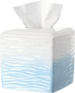 Blue and White Ceramic Tissue Holder
