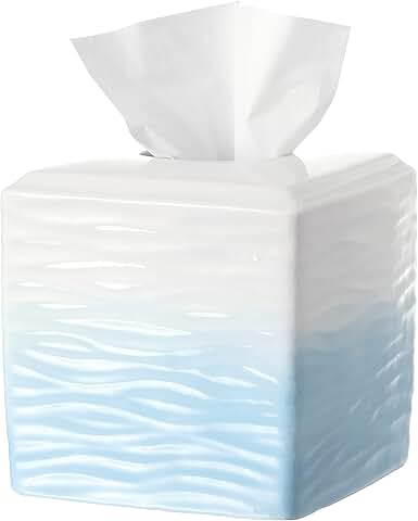 Blue and White Ceramic Tissue Holder