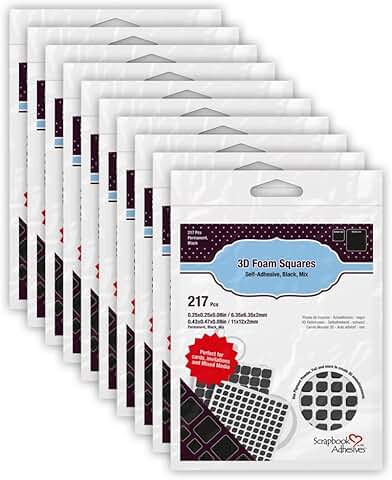 Pre-Cut Black 3D Foam Squares, Pack of 10