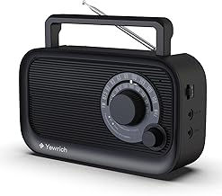 Portable AM FM Radio with Bluetooth and Headphone Jack