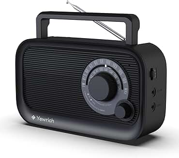 Portable AM FM Radio with Bluetooth and Headphone Jack