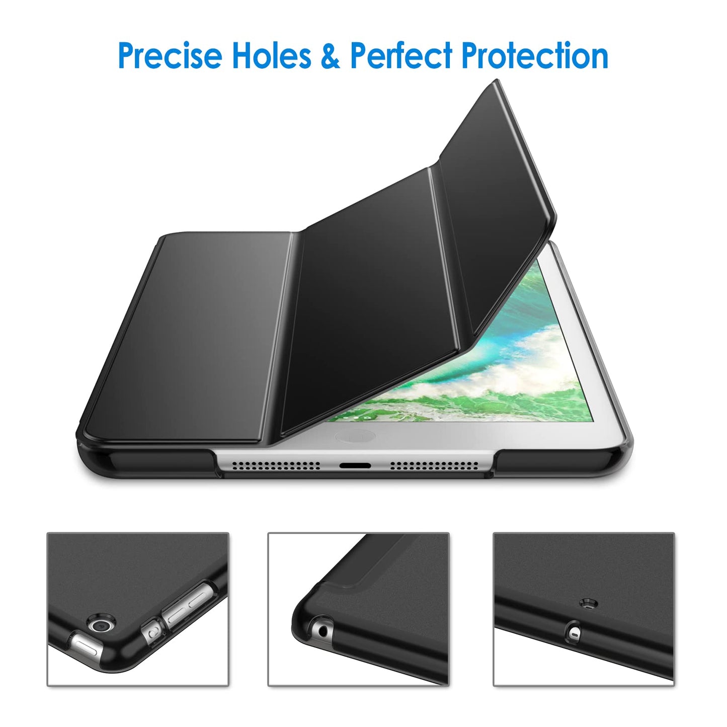Case for iPad Mini 1 2 3 (NOT for iPad Mini 4), Smart Cover with Auto Sleep/Wake (Black)