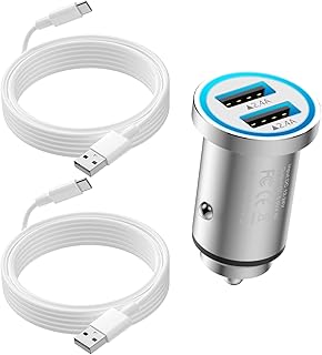 Mini Metal Car Charger with Dual USB Ports and Cables