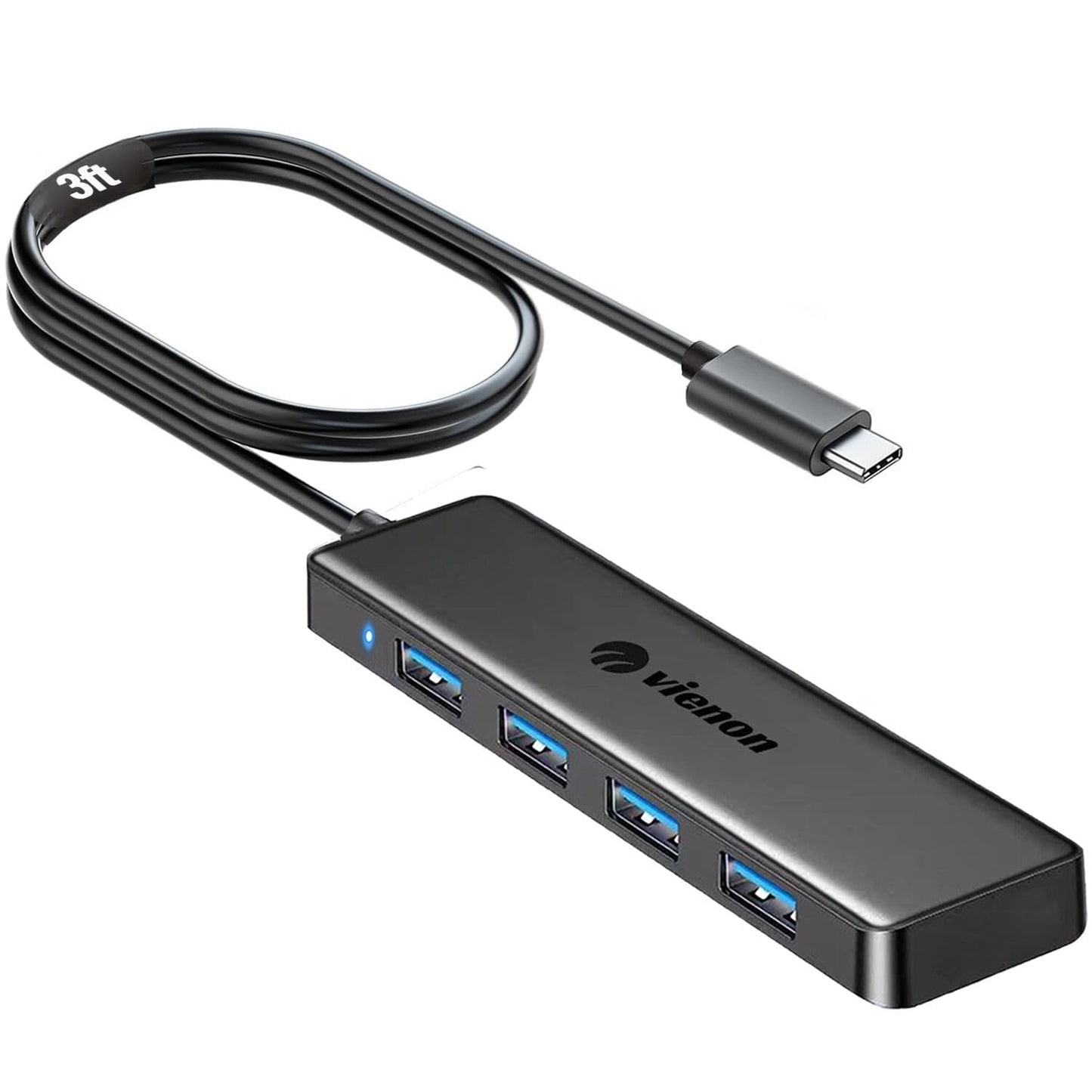USB C Hub with 4 USB 3.0 Ports, 3ft Extension