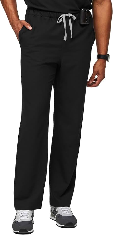 Men's Basic Scrub Pants with Straight Leg and Pockets