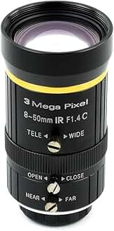 Adjustable 8-50mm Industrial Zoom Lens for C-Mount Cameras