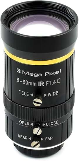 Adjustable 8-50mm Industrial Zoom Lens for C-Mount Cameras