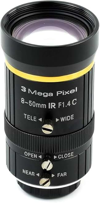 Adjustable 8-50mm Industrial Zoom Lens for C-Mount Cameras