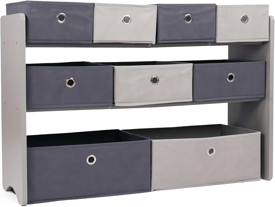 Toy Storage Organizer with 9 Removable Fabric Bins