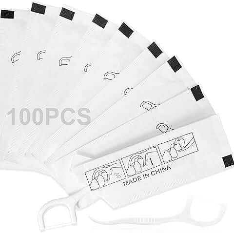 100 Individually Wrapped Floss Picks for Daily Oral Care