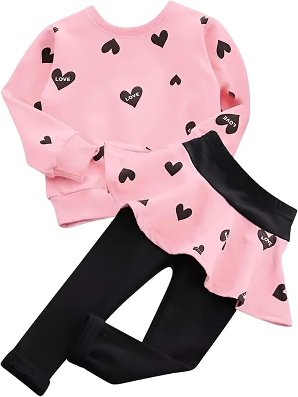 Cute toddler girl long sleeve shirt and pants set