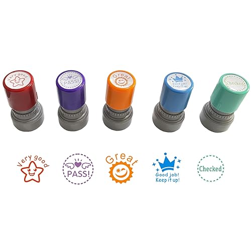 Set of 5 Self-Inking Teacher Rubber Stamps