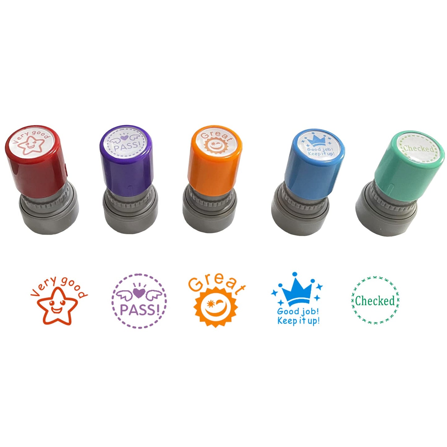 Set of 5 Self-Inking Teacher Rubber Stamps