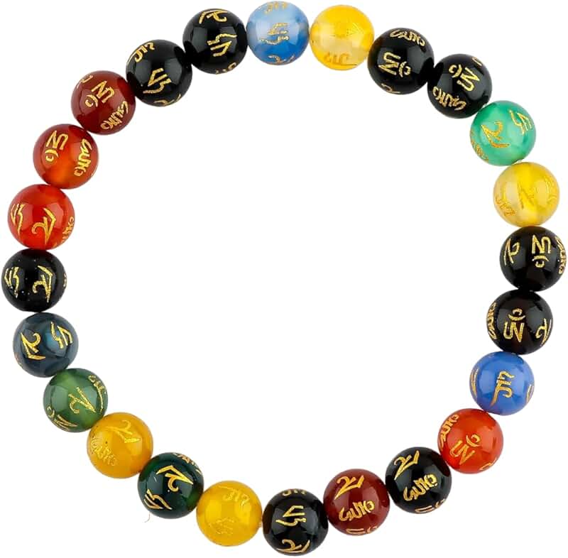 Om Mani Padme Hum engraved prayer bead bracelet