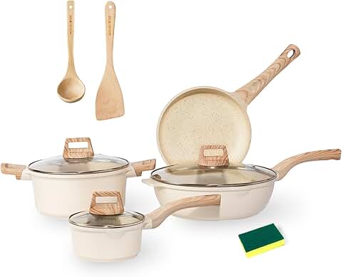 10-Piece Nonstick Cookware Set with Heat-Resistant Handles