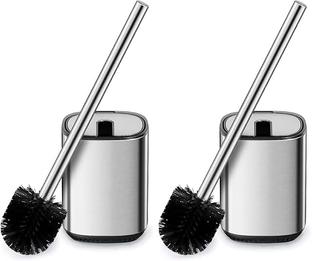 Toilet Brush and Holder Set, Stainless Steel, 2 Pack