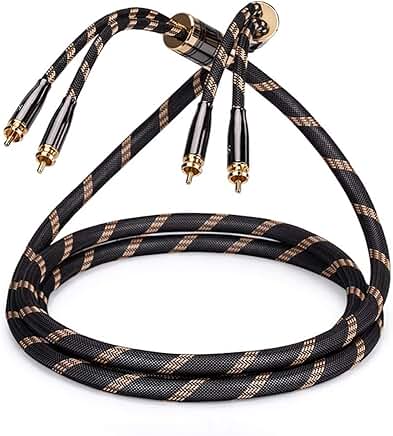 Premium 2RCA Audio Cable for Hi-Fi Systems, 3.2ft