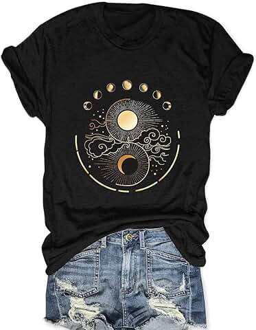 Women’s Mystical Moon and Sun Flower Short Sleeve T-Shirt
