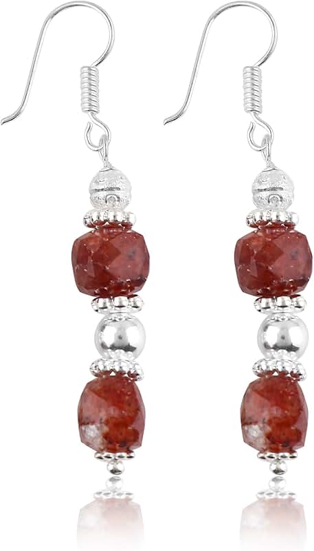 Natural Gemstone Dangle Earrings, Handmade, Healing Crystals