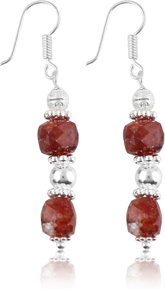 Natural Gemstone Dangle Earrings, Handmade, Healing Crystals