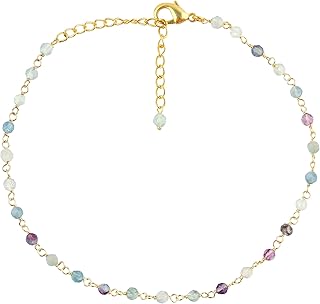 Natural Gemstone Beaded Rosary Chain Anklet