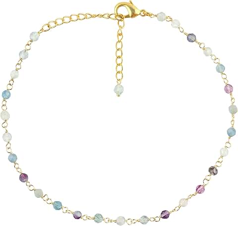 Natural Gemstone Beaded Rosary Chain Anklet