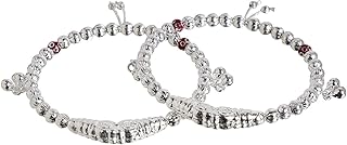 Oxidized Beaded Bangle Set with Tassels for Women