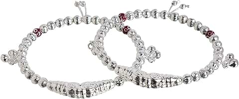 Oxidized Beaded Bangle Set with Tassels for Women